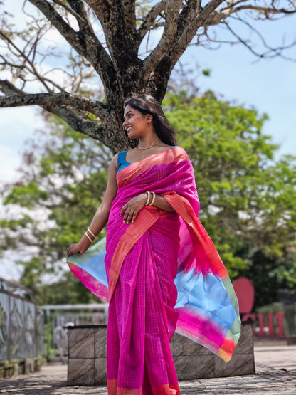 Pink Kanchi Cotton saree