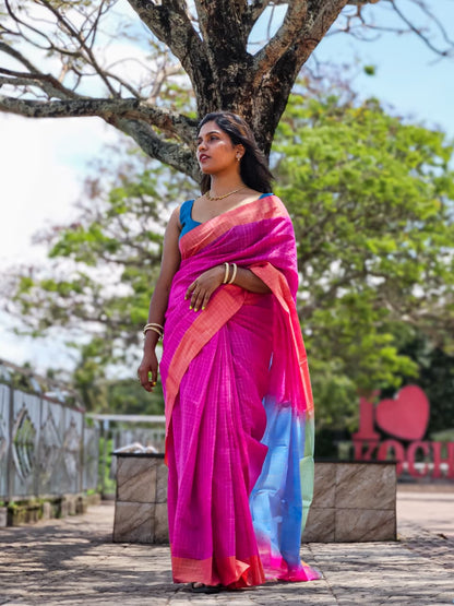 Pink Kanchi Cotton saree